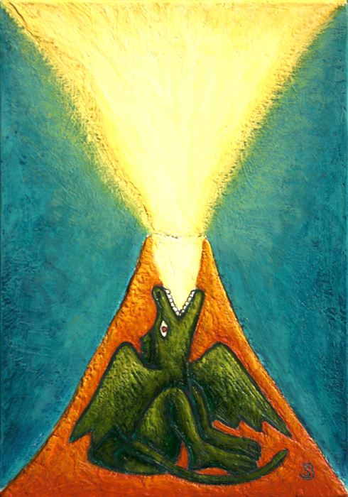 VULCANO 27X39 acrilico su tavola